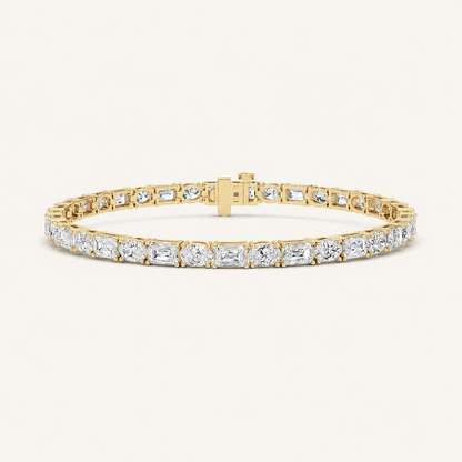 10CT Emerald And Round Cut Lab Grown Diamond Bracelet