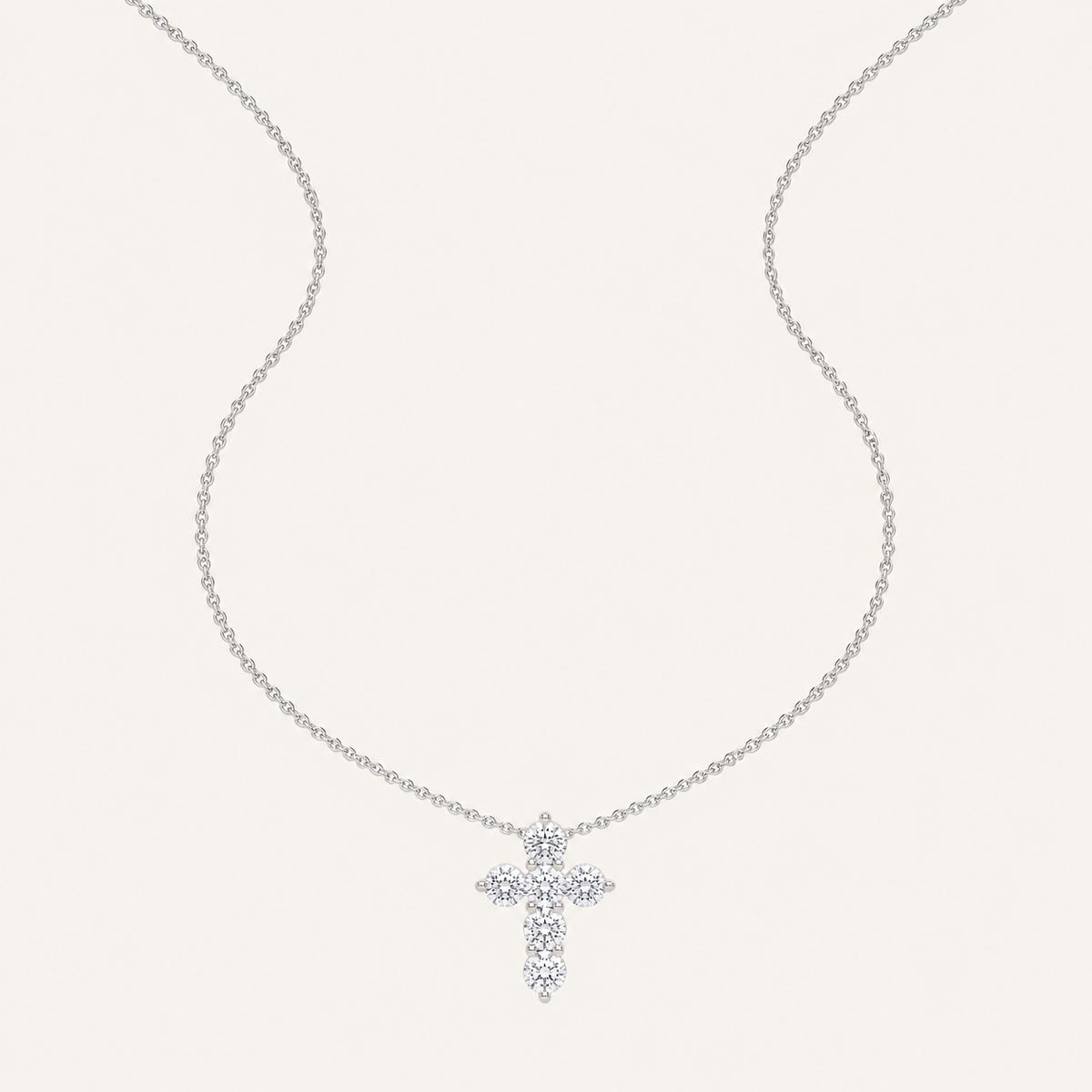 1.5CT Round Cut Lab Grown Diamond Pendant Cross Necklace