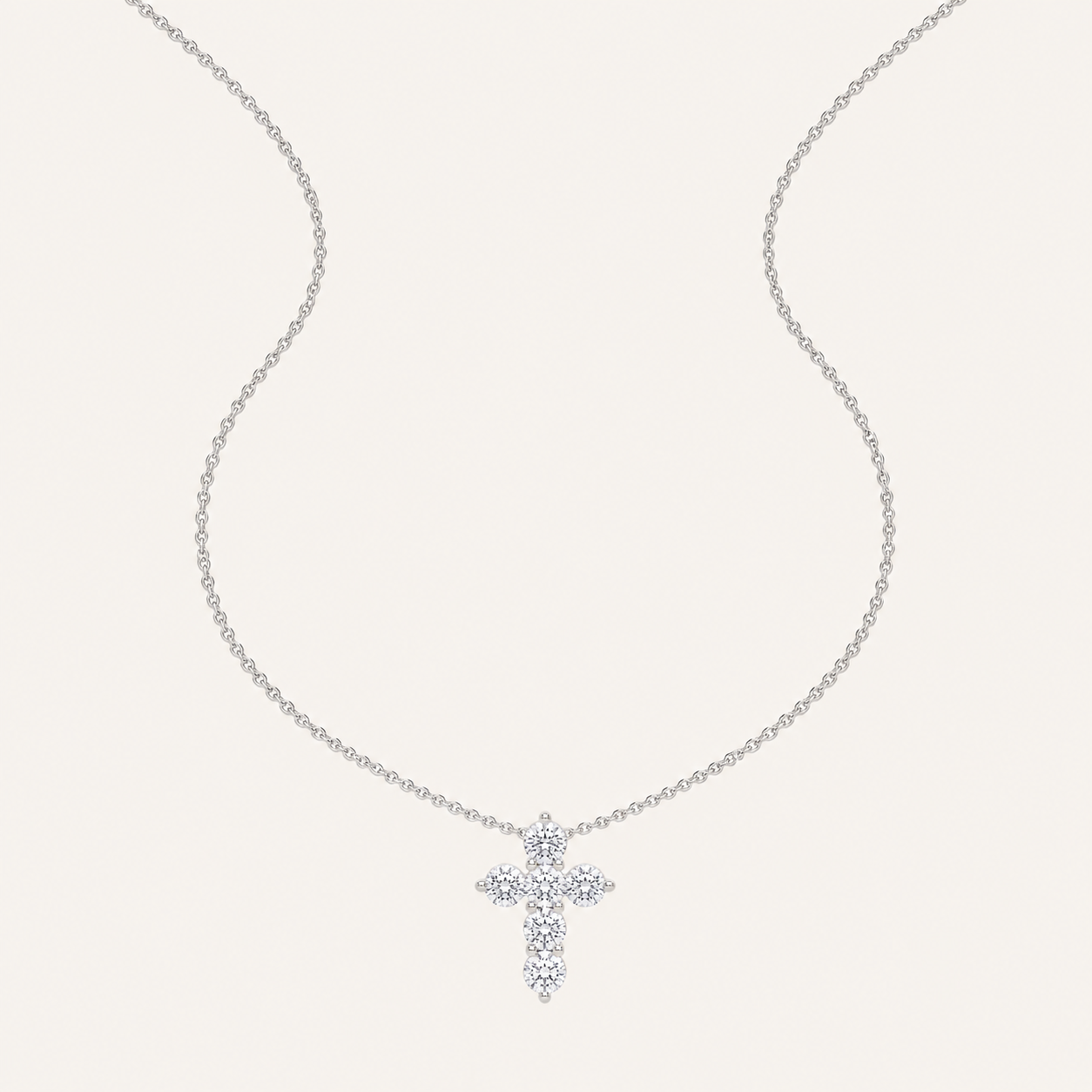 1.5CT Round Cut Lab Grown Diamond Pendant Cross Necklace