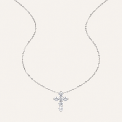 1.5CT Round Cut Lab Grown Diamond Pendant Cross Necklace