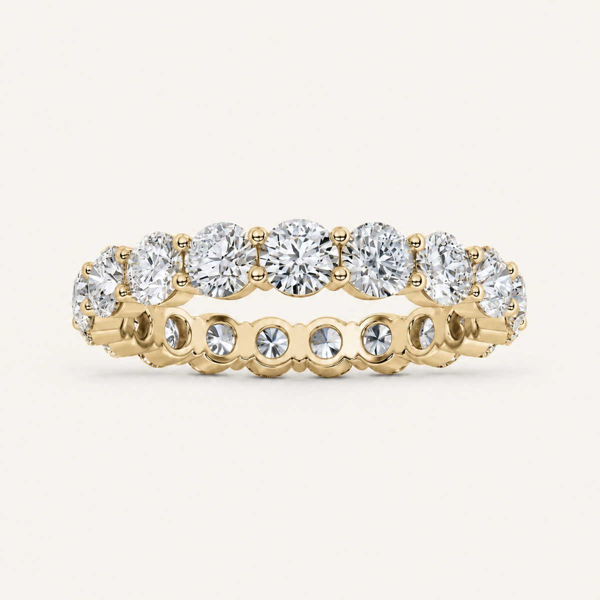 3.15 Ct Round Cut Lab Grown Diamond Split Prong Eternity Ring