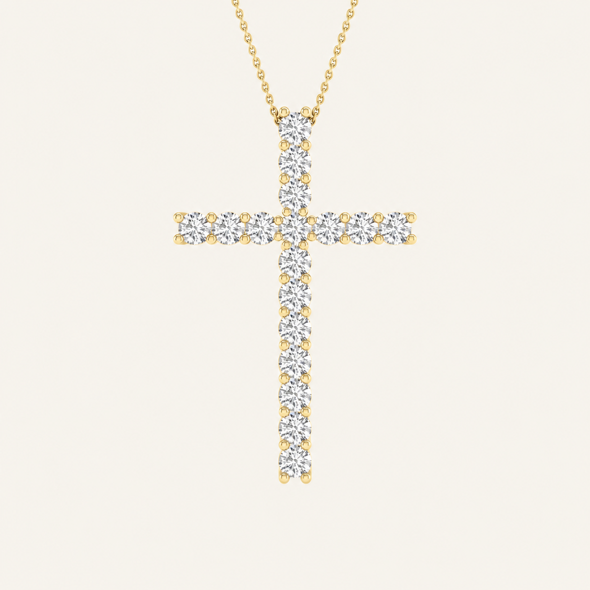 1.00CT Round Cut Certified Lab Grown Diamond Cross Pendant