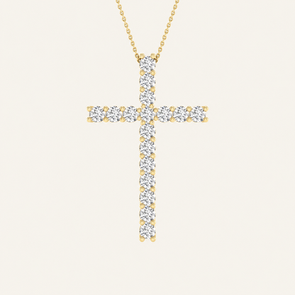 1.00CT Round Cut Certified Lab Grown Diamond Cross Pendant