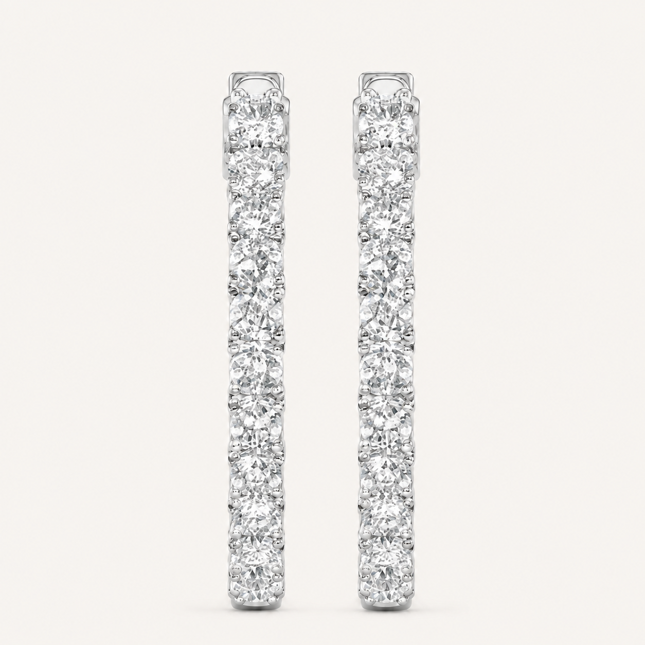 4.00CT Round Cut Lab Grown Diamond Hoop Earring