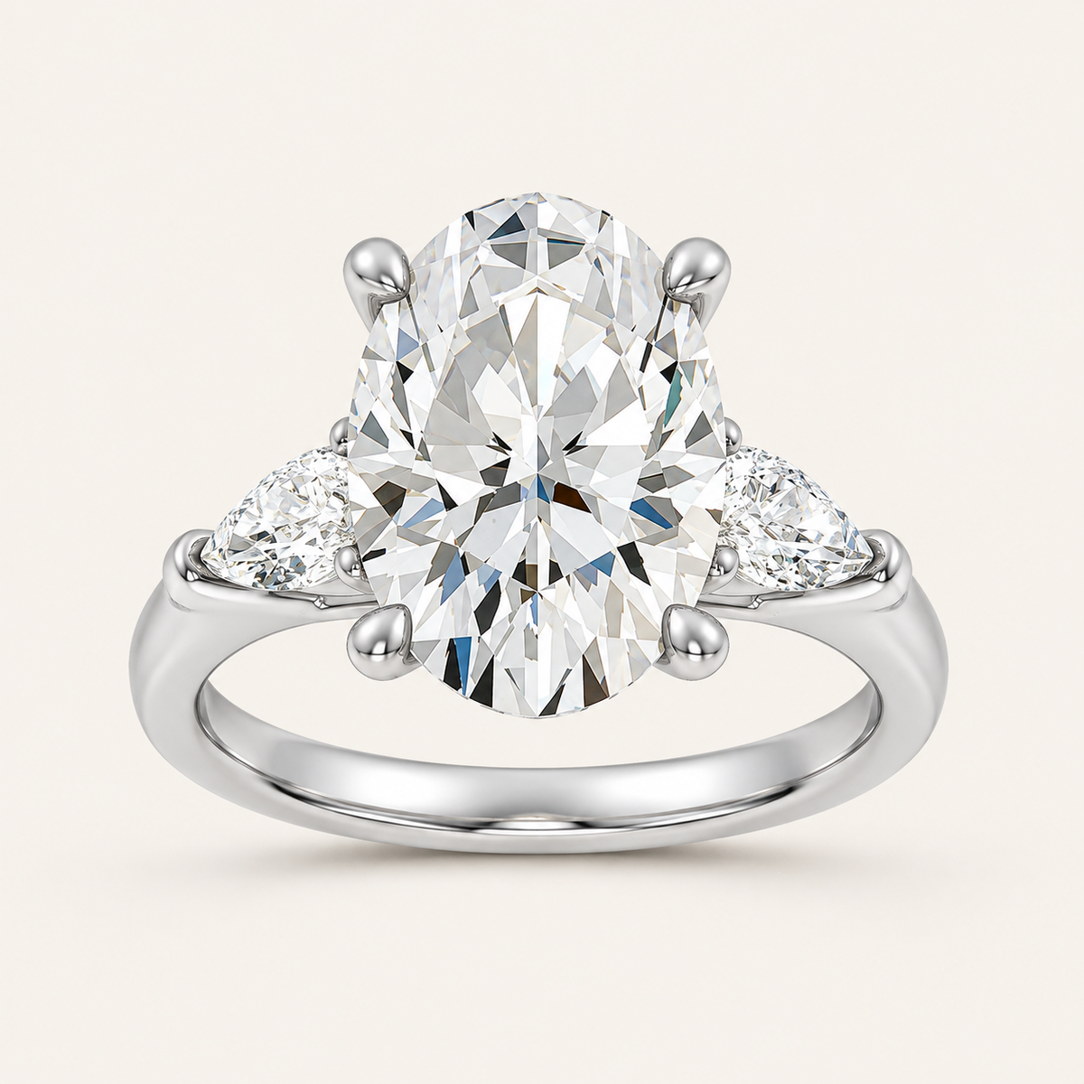 7.80CT Oval Cut Lab Grown Diamond Three Stone Ring