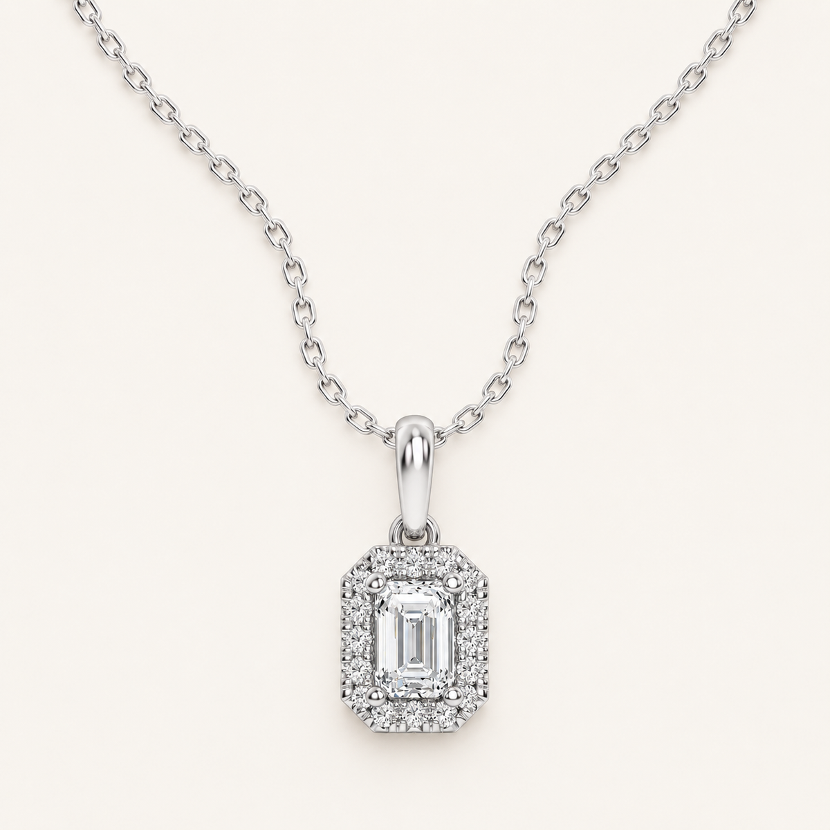 0.62CT Emerald Cut Lab Grown Diamond Pendant Necklace