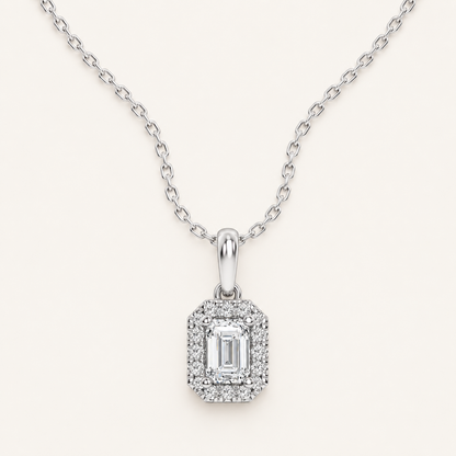 0.62CT Emerald Cut Lab Grown Diamond Pendant Necklace