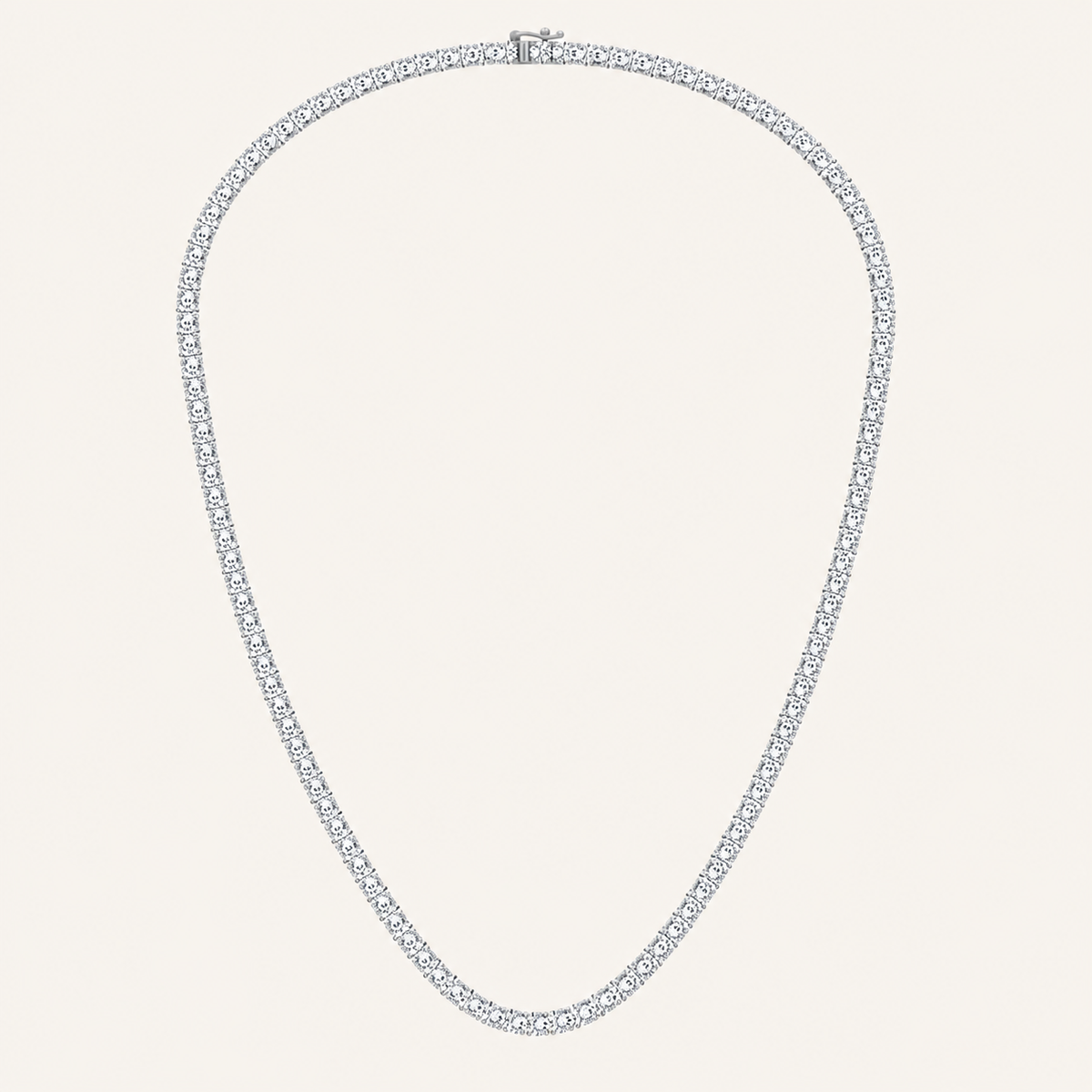 28.58CT Round Cut Lab Grown Diamond Tennis Necklace