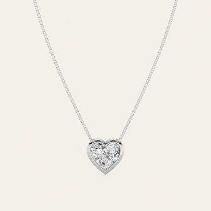 1 CT Heart Shaped Lab Grown Diamond Pendant Necklace