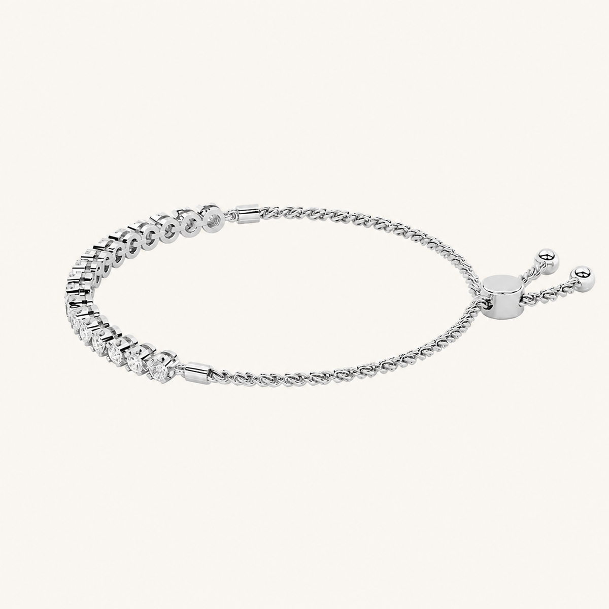 1CT Round Cut Lab Grown Diamond Bolo Bracelet