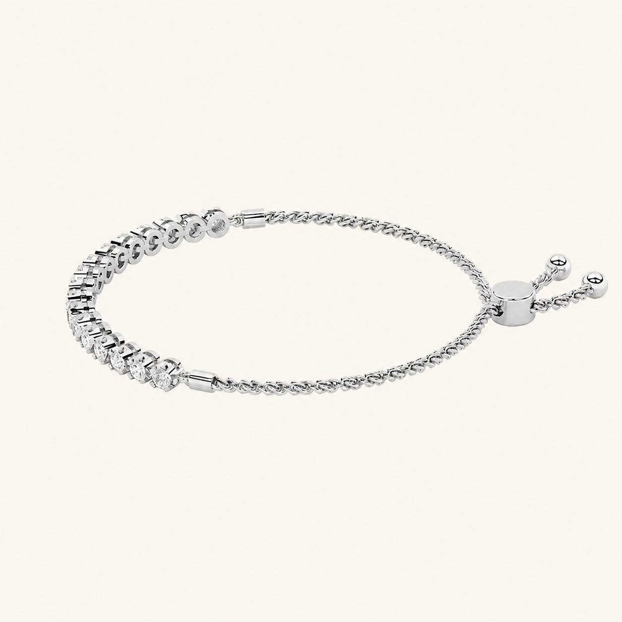 1CT Round Cut Lab Grown Diamond Bolo Bracelet