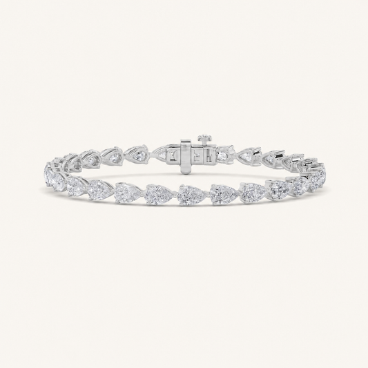 8.5CT Pear Cut Lab Grown Diamond Tennis Bracelet