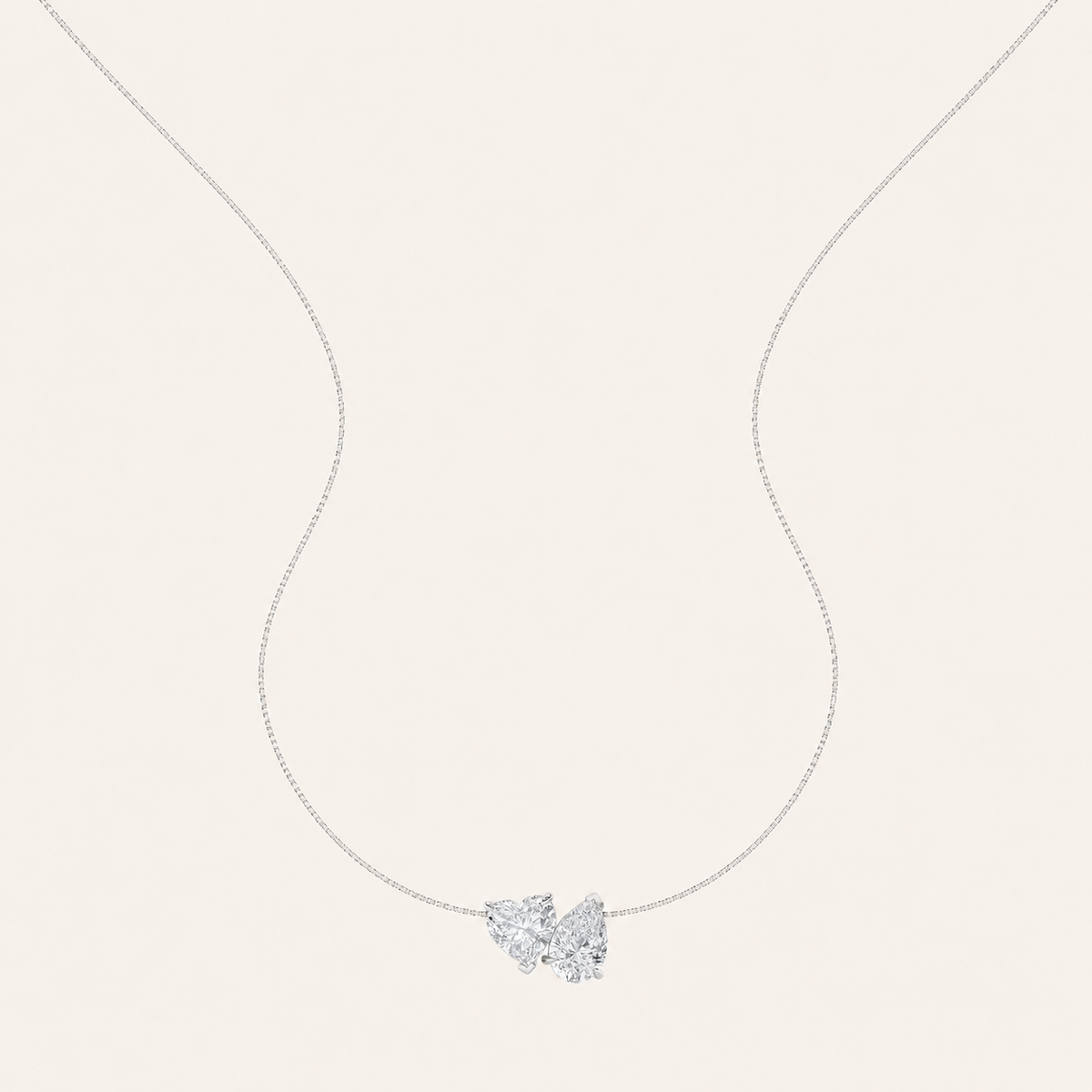 2CT Pear and Heart Cut Lab Grown Diamond Pendant Necklace