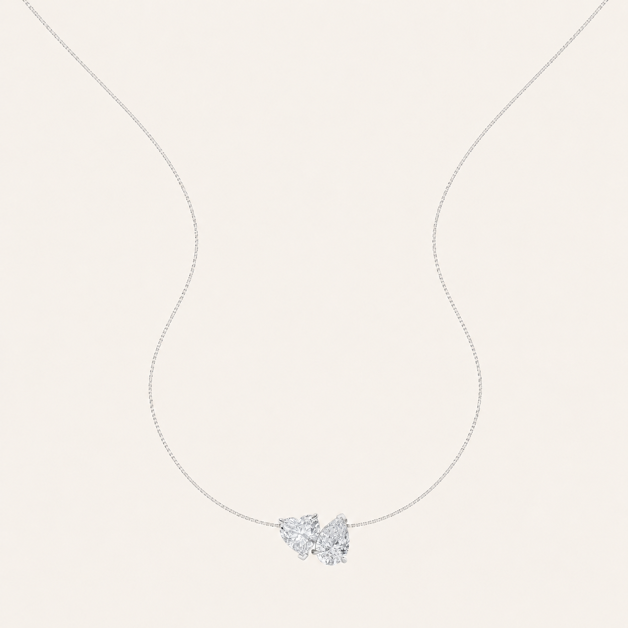 2CT Pear and Heart Cut Lab Grown Diamond Pendant Necklace