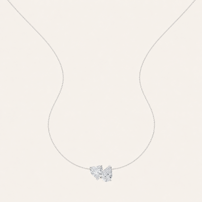 2CT Pear and Heart Cut Lab Grown Diamond Pendant Necklace
