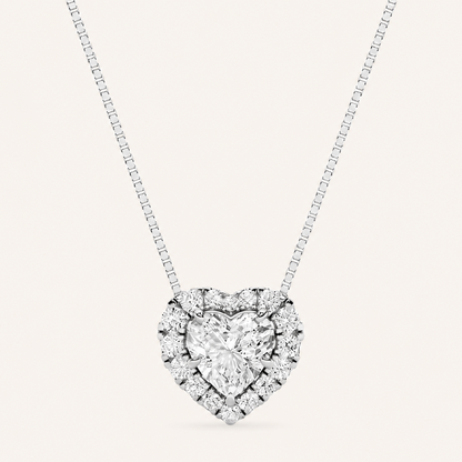 1.25CT Heart Cut Lab Grown Diamond Pendant Heart Necklace
