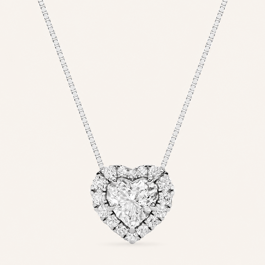 1.25CT Heart Cut Lab Grown Diamond Pendant Heart Necklace