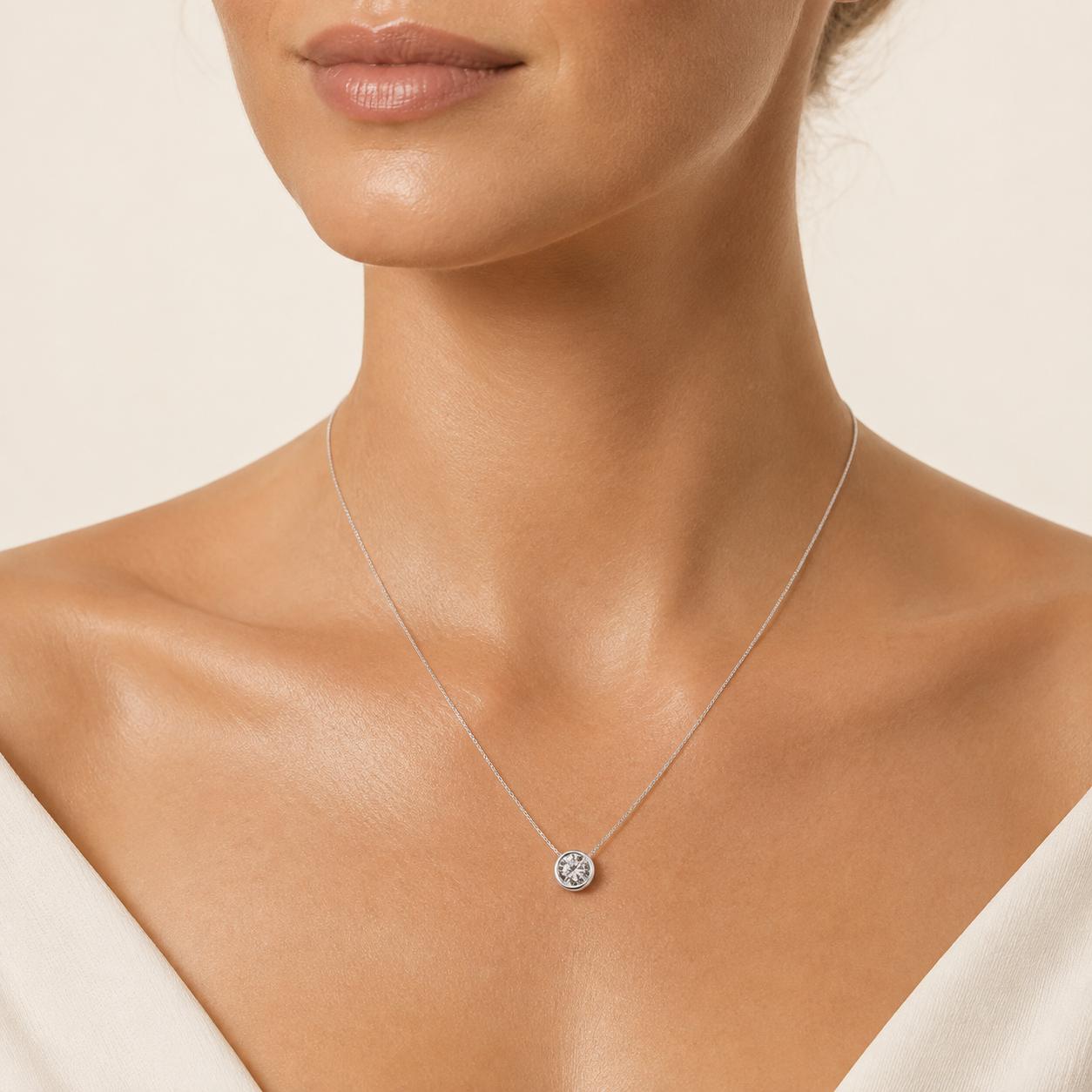 2CT Round Cut Lab Grown Diamond Pendant Necklace