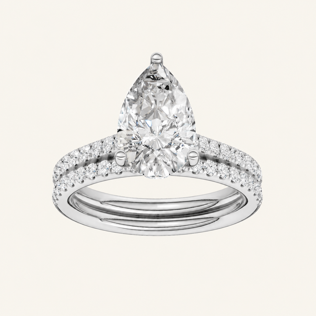 2.50CT Pear Cut Lab Grown Diamond Bridal Set
