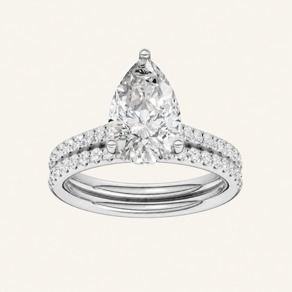 2.50CT Pear Cut Lab Grown Diamond Bridal Set