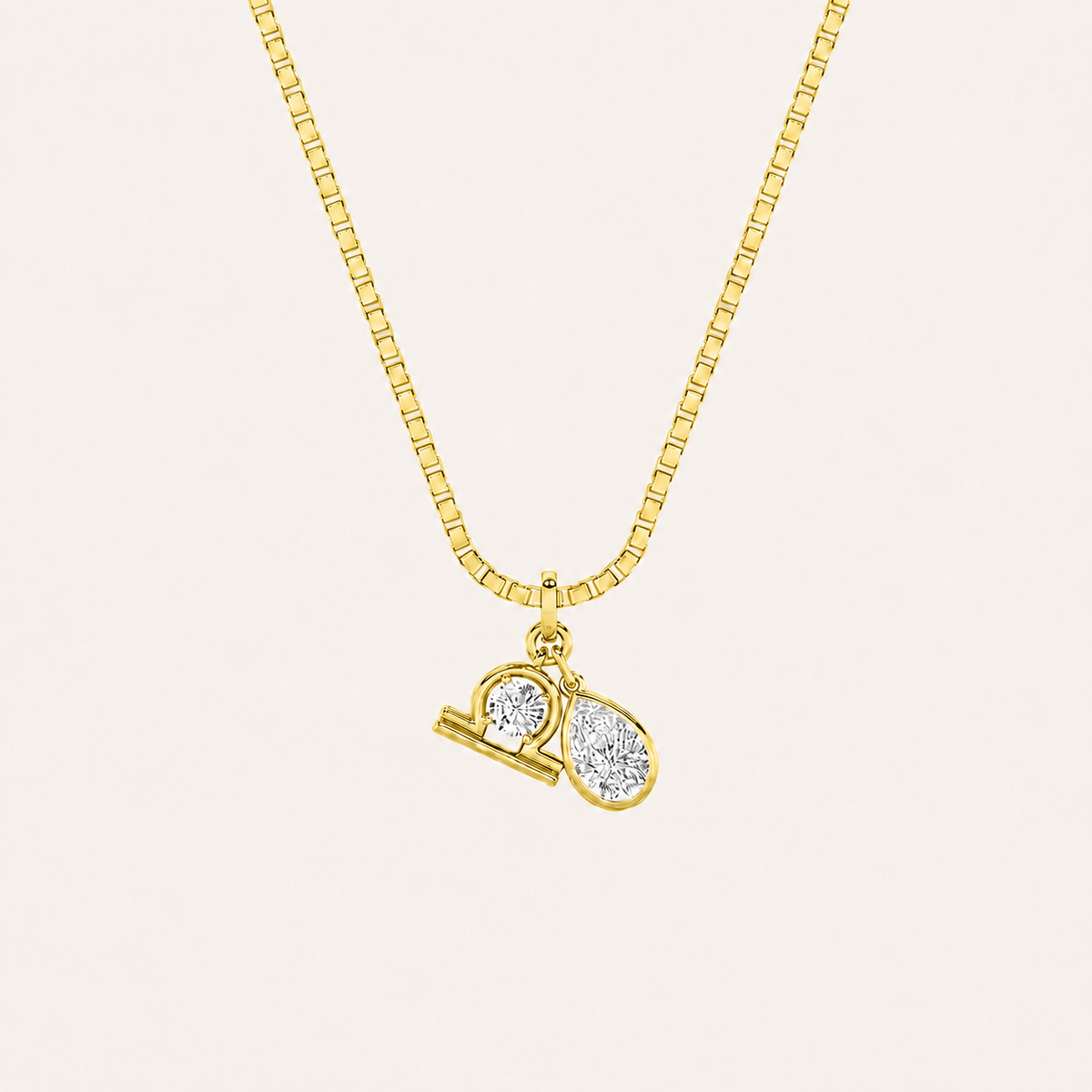1CT Pear Cut Lab Grown Diamond Zodic Pendant Necklace