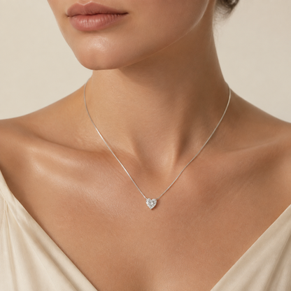 1CT Heart Cut Lab Grown Diamond Pendant Heart Necklace