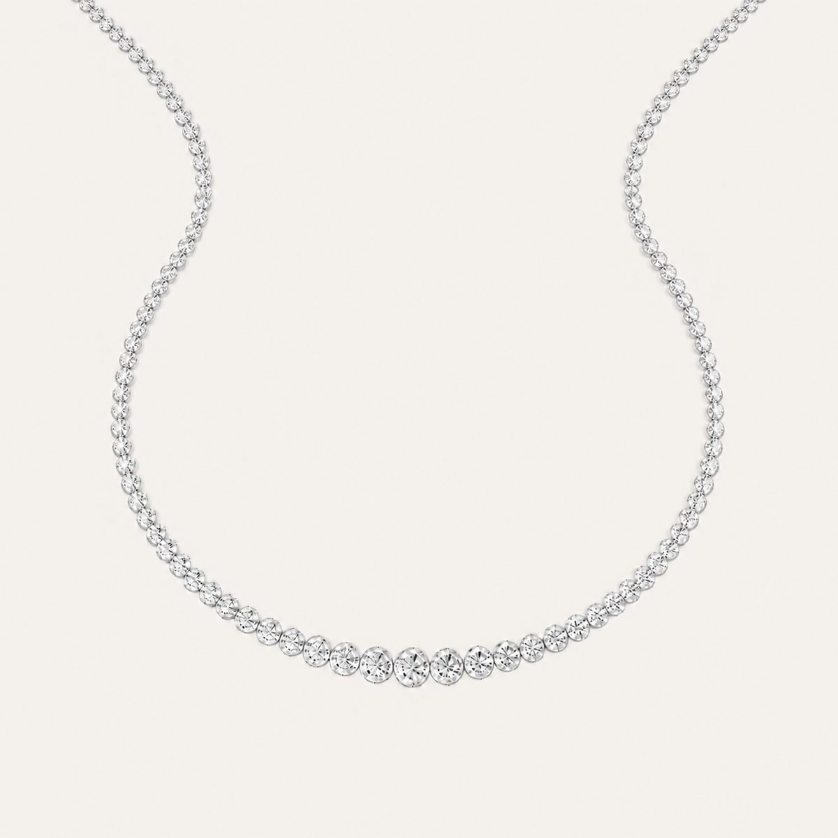 7CT Round Cut Lab Grown Diamond Graduating Tennis Necklace