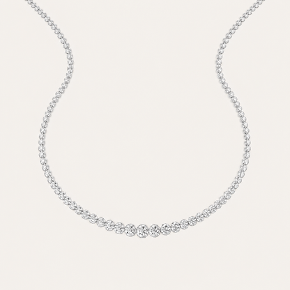 7CT Round Cut Lab Grown Diamond Graduating Tennis Necklace