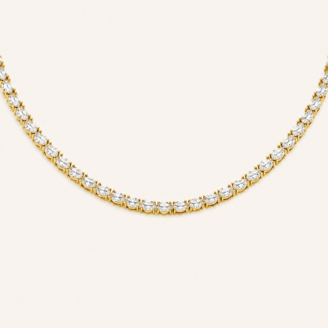 19CT Oval Cut Lab Grown Diamond Tennis Necklace
