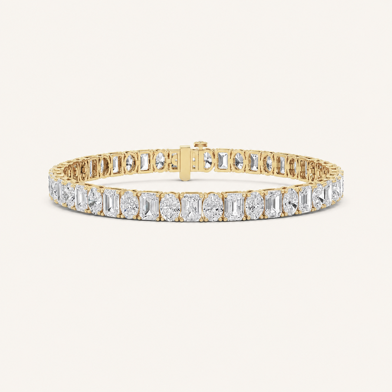 15CT Emerald and Oval Cut Lab Grown Diamond Bracelet