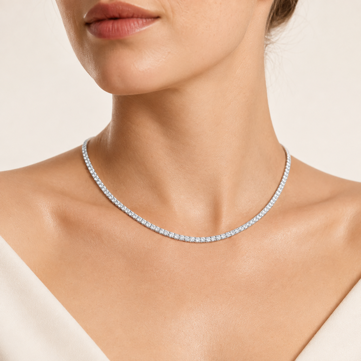 15CT Round Cut Lab Lab Grown Diamond Tennis Neckalce