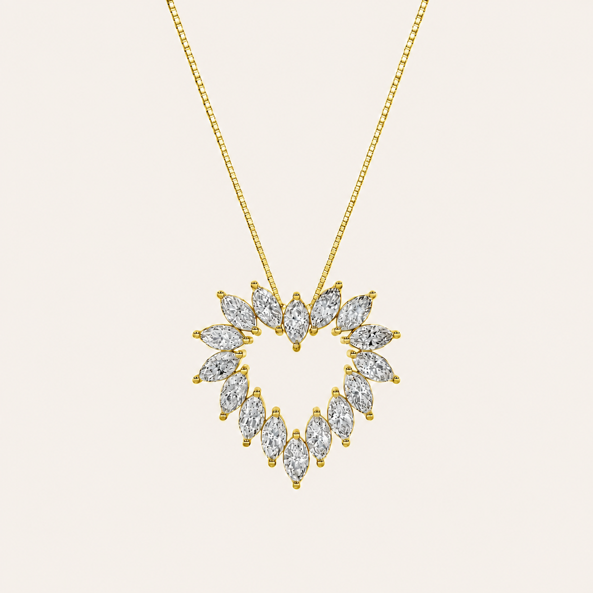 3CT Marquise Cut Lab Grown Diamond Heart Pendant Necklace