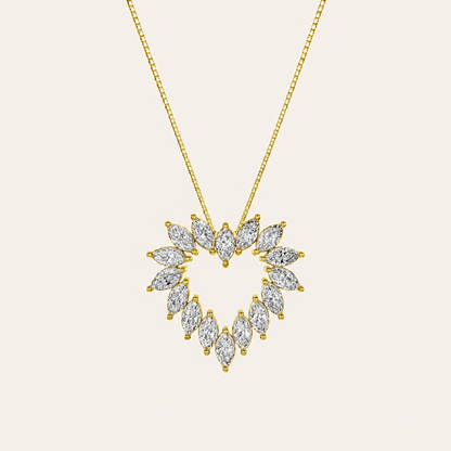 3CT Marquise Cut Lab Grown Diamond Heart Pendant Necklace
