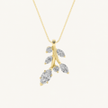 1.5CT Marquise Cut Lan Grown Diamond Leaf Motif pendant Necklace