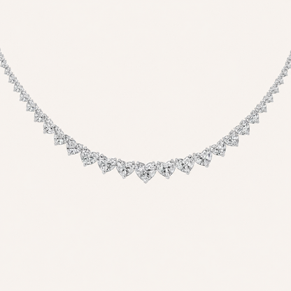 65CT Heart Cut Lab Grown Diamond Tennis Necklace