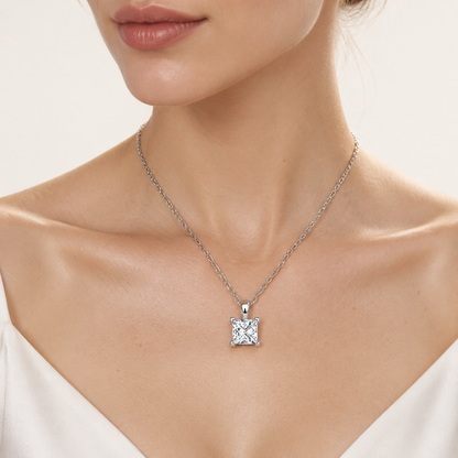 1.00CT Princess Cut Certified Lab Grown Diamond Pendant