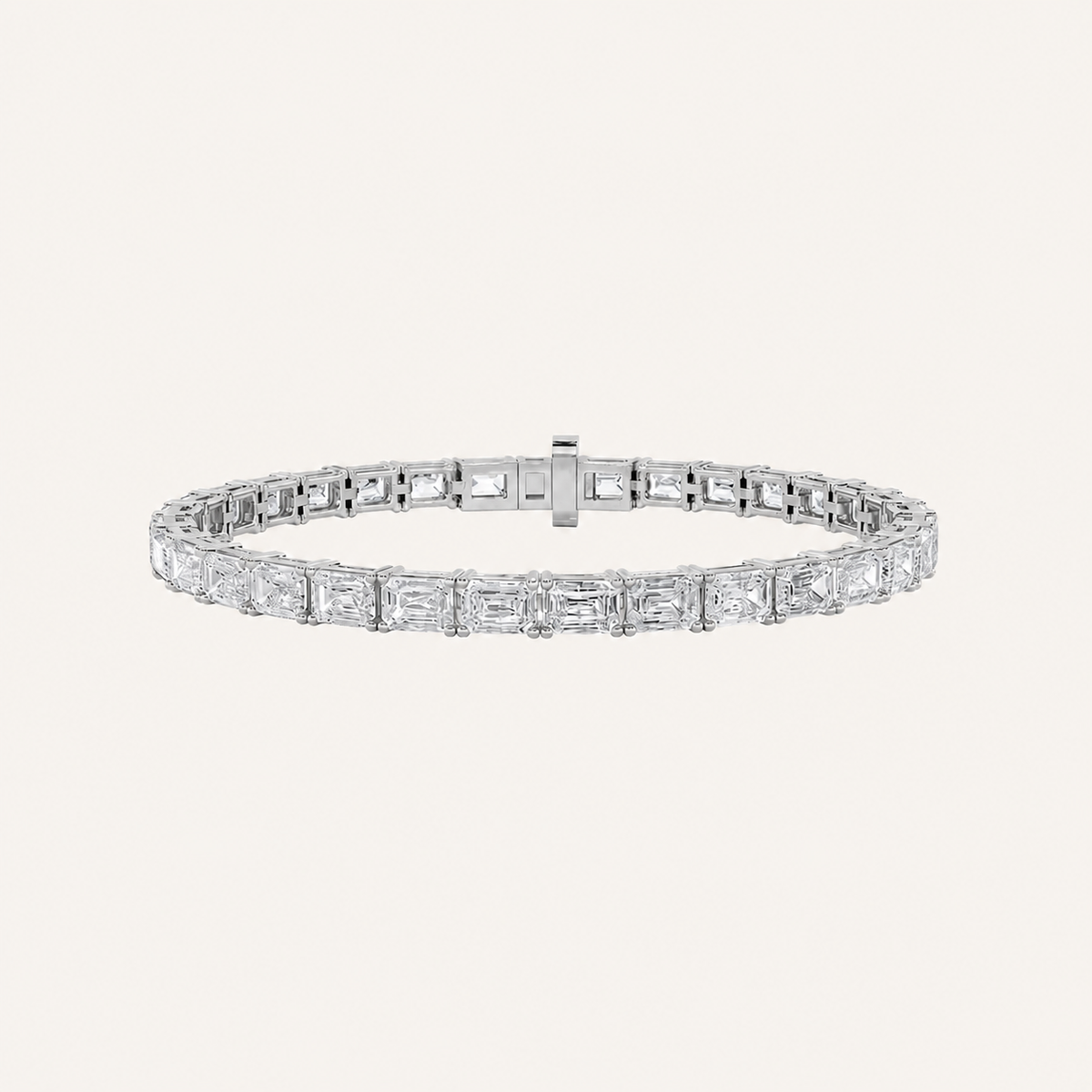 10CT Emerald Cut Lab Grown Diamond East West Line Tennis Bracelet