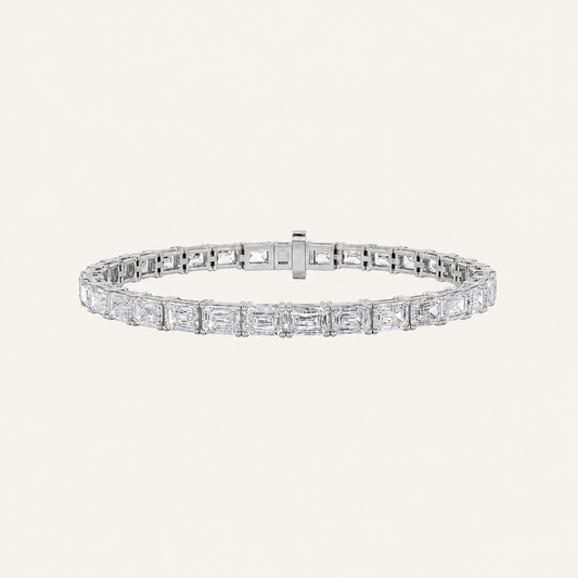 10CT Emerald Cut Lab Grown Diamond East West Line Tennis Bracelet