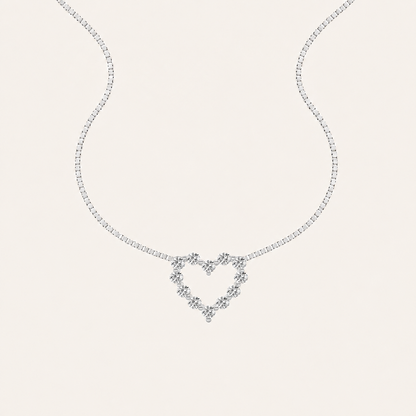 2CT Round Cut Lab Grown Diamond Pendant Heart Necklace
