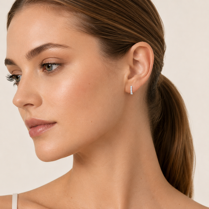 3.00CT Round Cut Lab Grown Diamond Hoop Earring