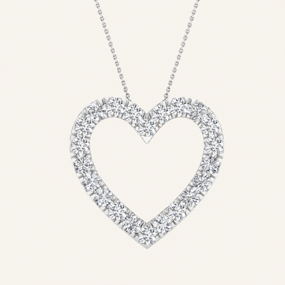 1.00CT Round Cut Lab Grown Diamond Heart Pendant Necklace