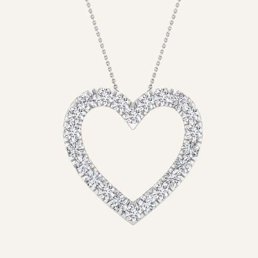 1.00CT Round Cut Lab Grown Diamond Heart Pendant Necklace