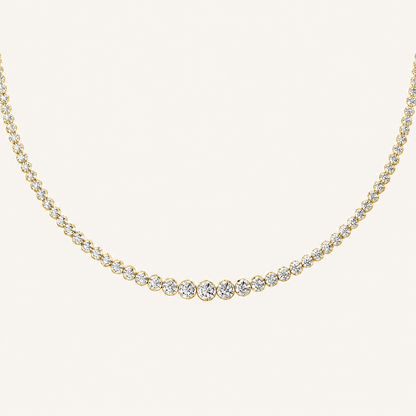7CT Round Cut Lab Grown Diamond Graduating Tennis Necklace