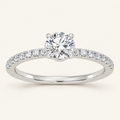 1.00CT Round Cut Lab Grown Diamond Side Stone Ring