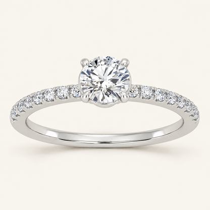 1.00CT Round Cut Lab Grown Diamond Side Stone Ring
