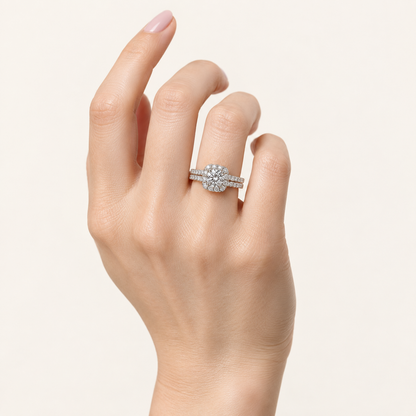 0.40CT Round Cut Lab Grown Diamond Halo Bridal Set