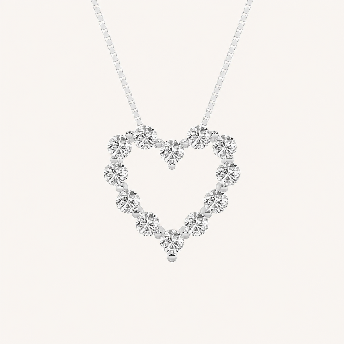 2CT Round Cut Lab Grown Diamond Pendant Heart Necklace