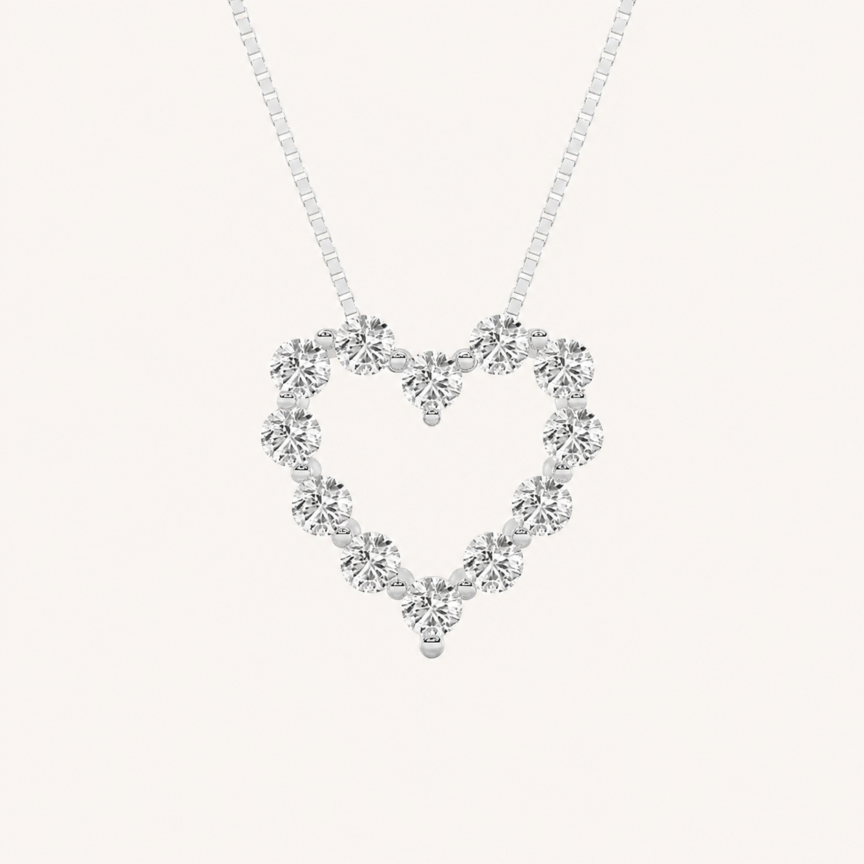 2CT Round Cut Lab Grown Diamond Pendant Heart Necklace