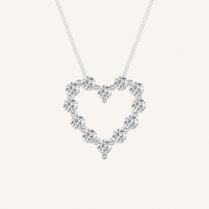 2CT Round Cut Lab Grown Diamond Pendant Heart Necklace