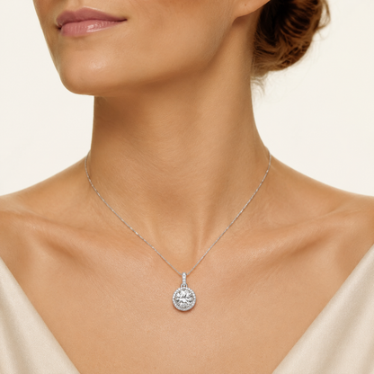 1.5CT Round Cut Lab Grown Diamond Pendant Necklace